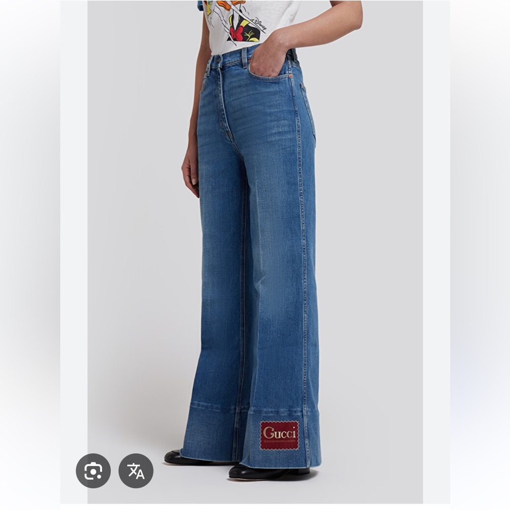 Gucci Blue Flare Wide Leg Jeans
